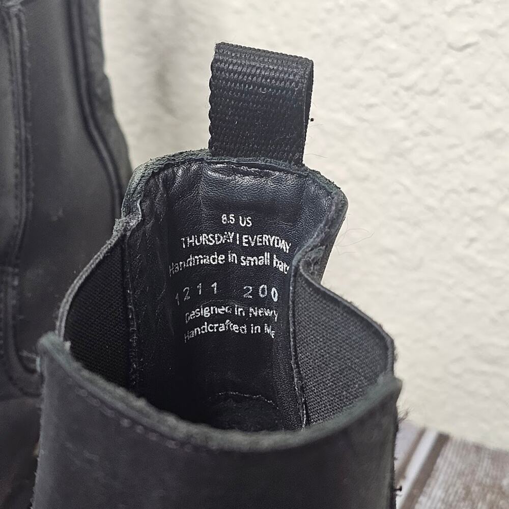 Thursday Boot Co. Legend Chelsea Boot Black Matte Leather Lug Sole Women US 8.5 - Picture 7 of 10
